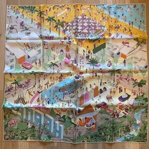 Hermès Silk scarf 90 - On The Beach - Ugo bienvenu with box